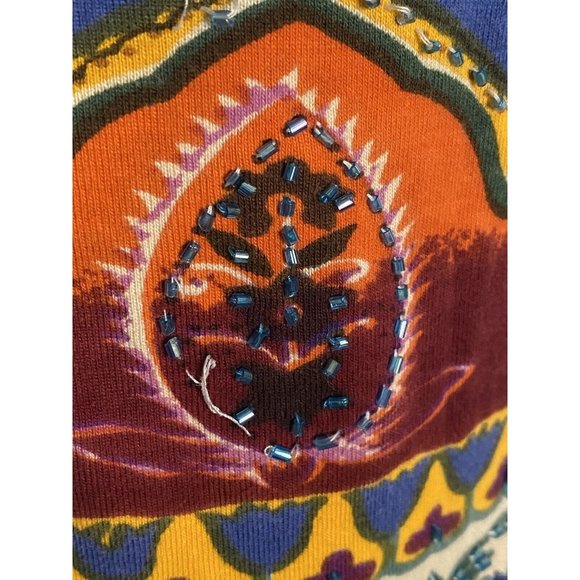 Vintage Beaded Lady Hooded Soft Shell Jacket Front Zipper Cotton 24 Karat Brand - Picture 12 of 15